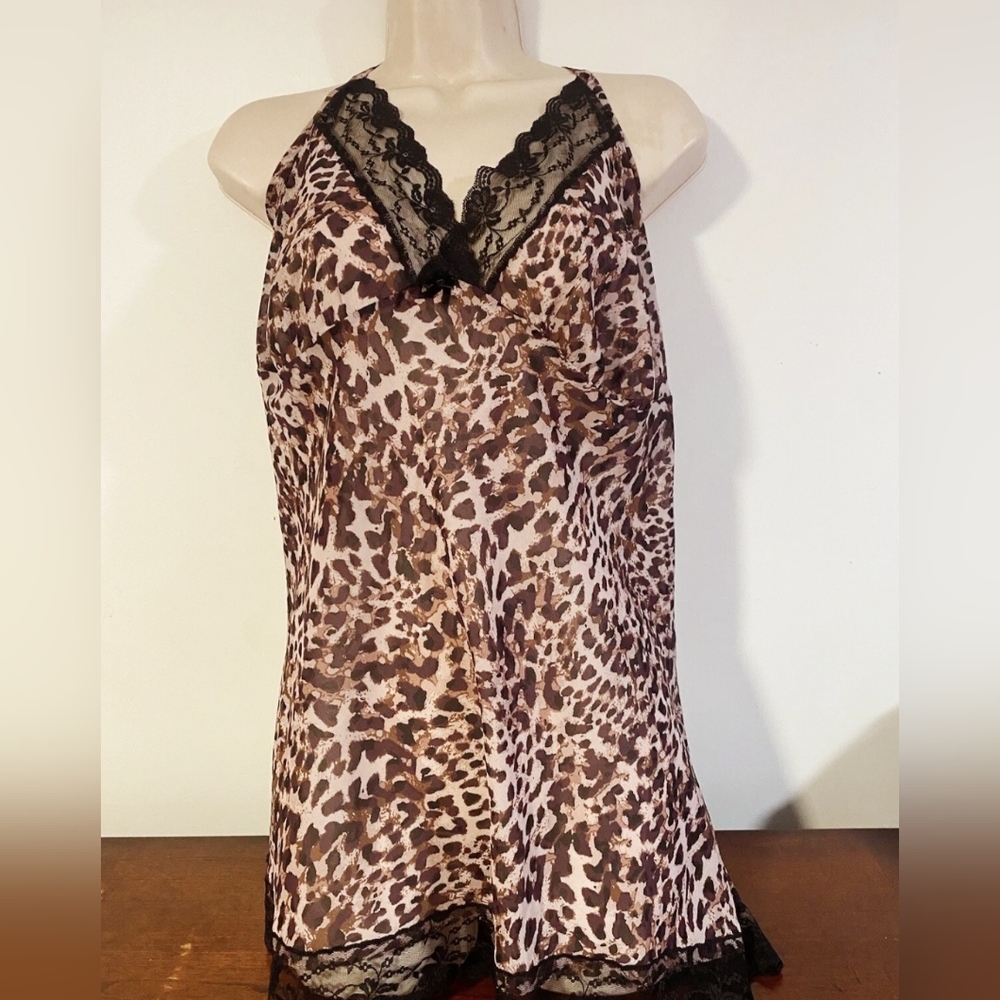 Adore Me NWT  leopard print lace halter slip nightie 2x